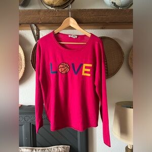 Rachel Zoe Game Day Collection Pink Love Basketball Cashmere blend Sweater xl